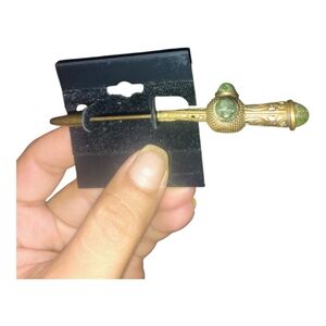 Vintage Chinese Gold and Green Sword Hairpin